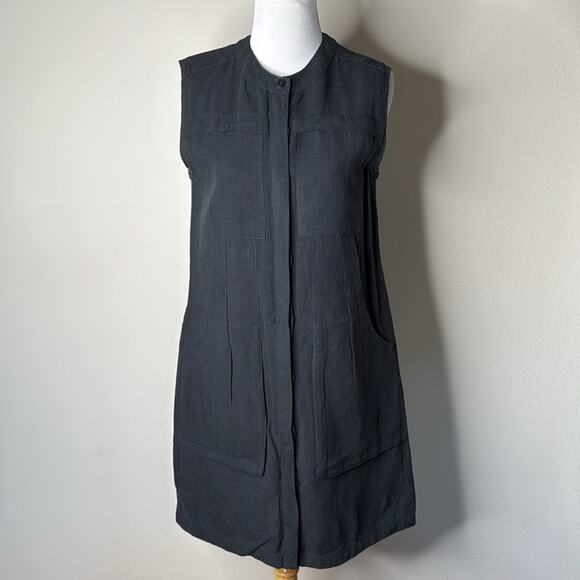 Nau Black Flaxible Sleeveless Linen Blend Shift Dress - Picture 2 of 8